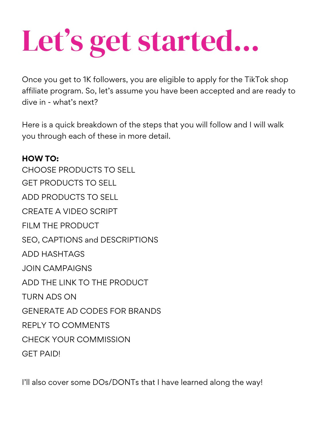 DFY “TikTok Shop Affiliate Hustle” Resellable E-Book