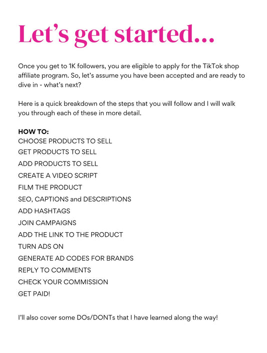DFY “TikTok Shop Affiliate Hustle” Resellable E-Book