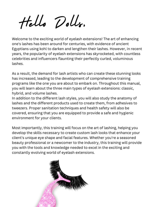 DFY “Lash Extension Training Manual” Resellable E-Book