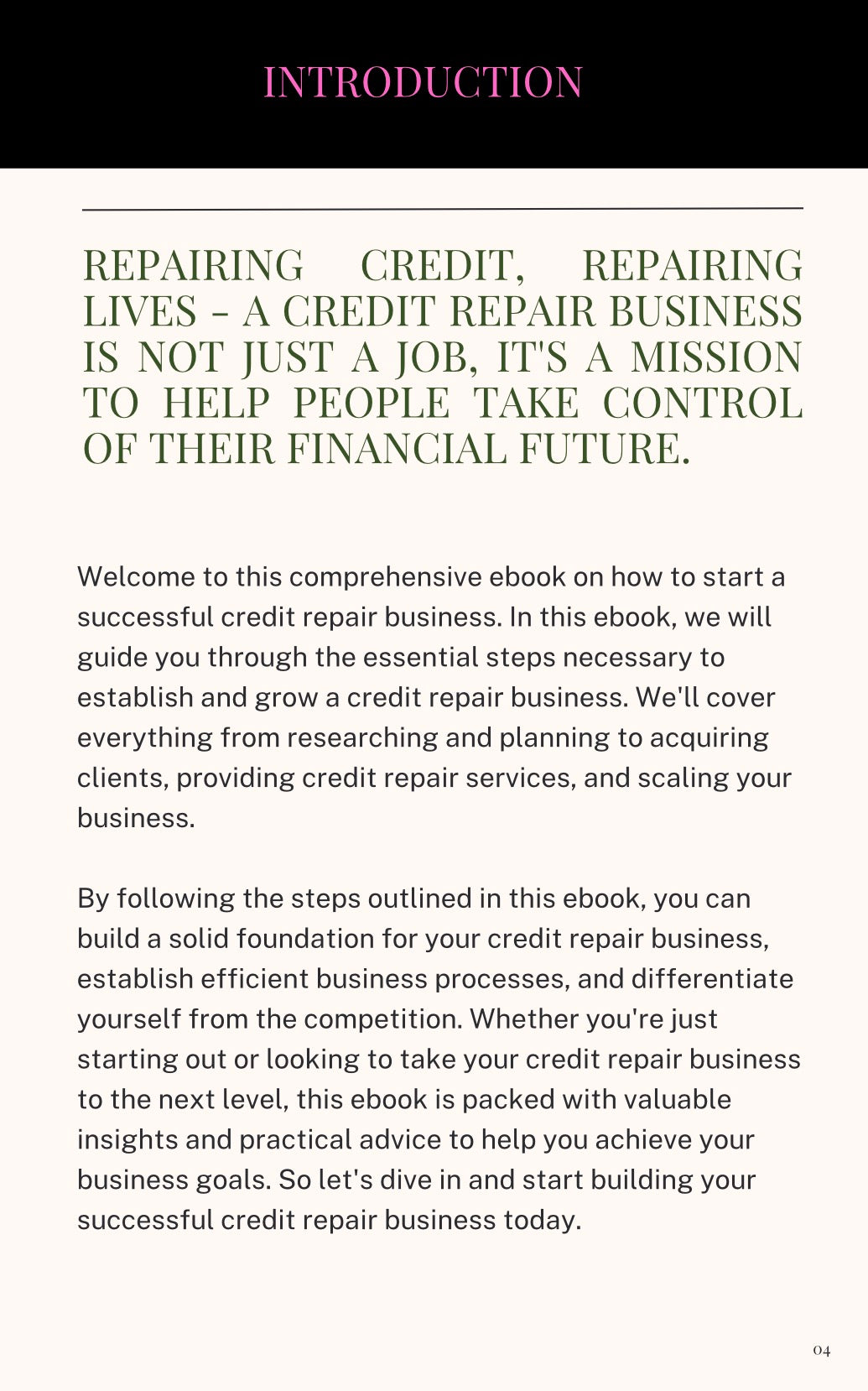 DFY “How To Start A Credit Repair Business” Resellable E-Book