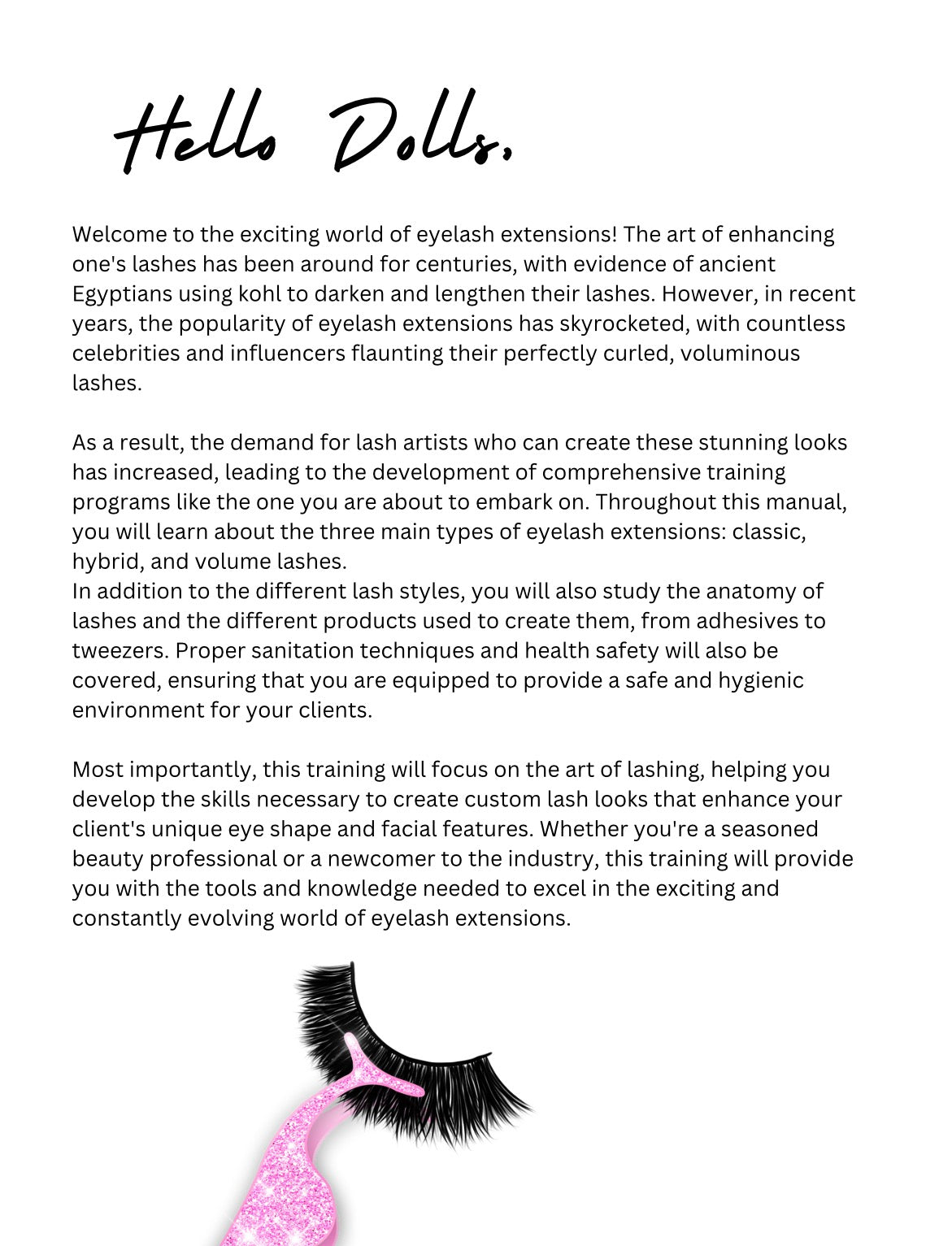 DFY “Lash Extension Training Manual” Resellable E-Book