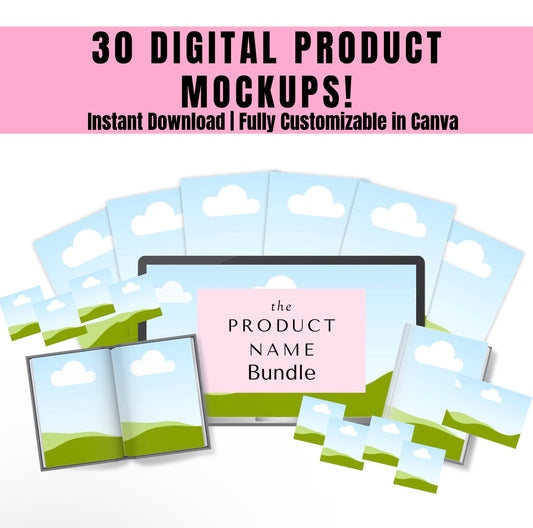 30 Canva Digital Product Mockups Resellable E-Book