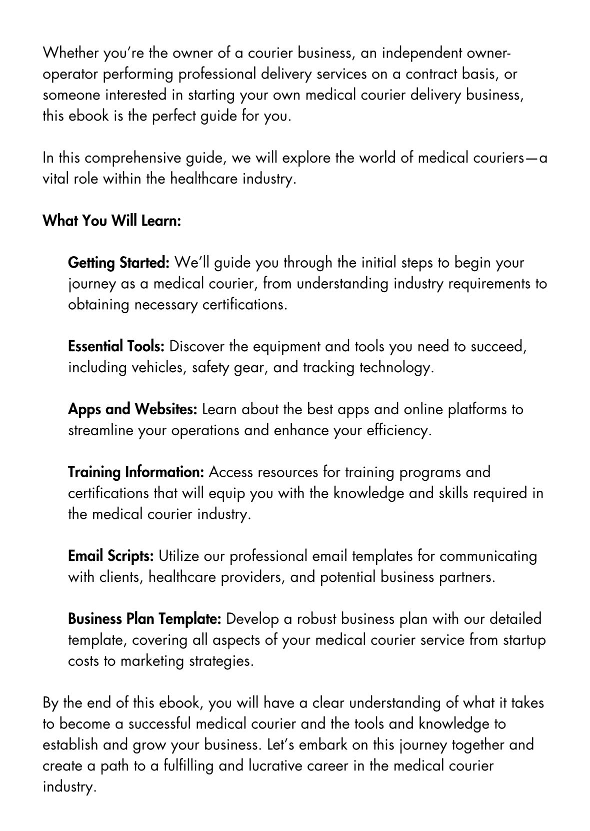 DFY “The Medical Courier Blueprint” Resellable E-Book