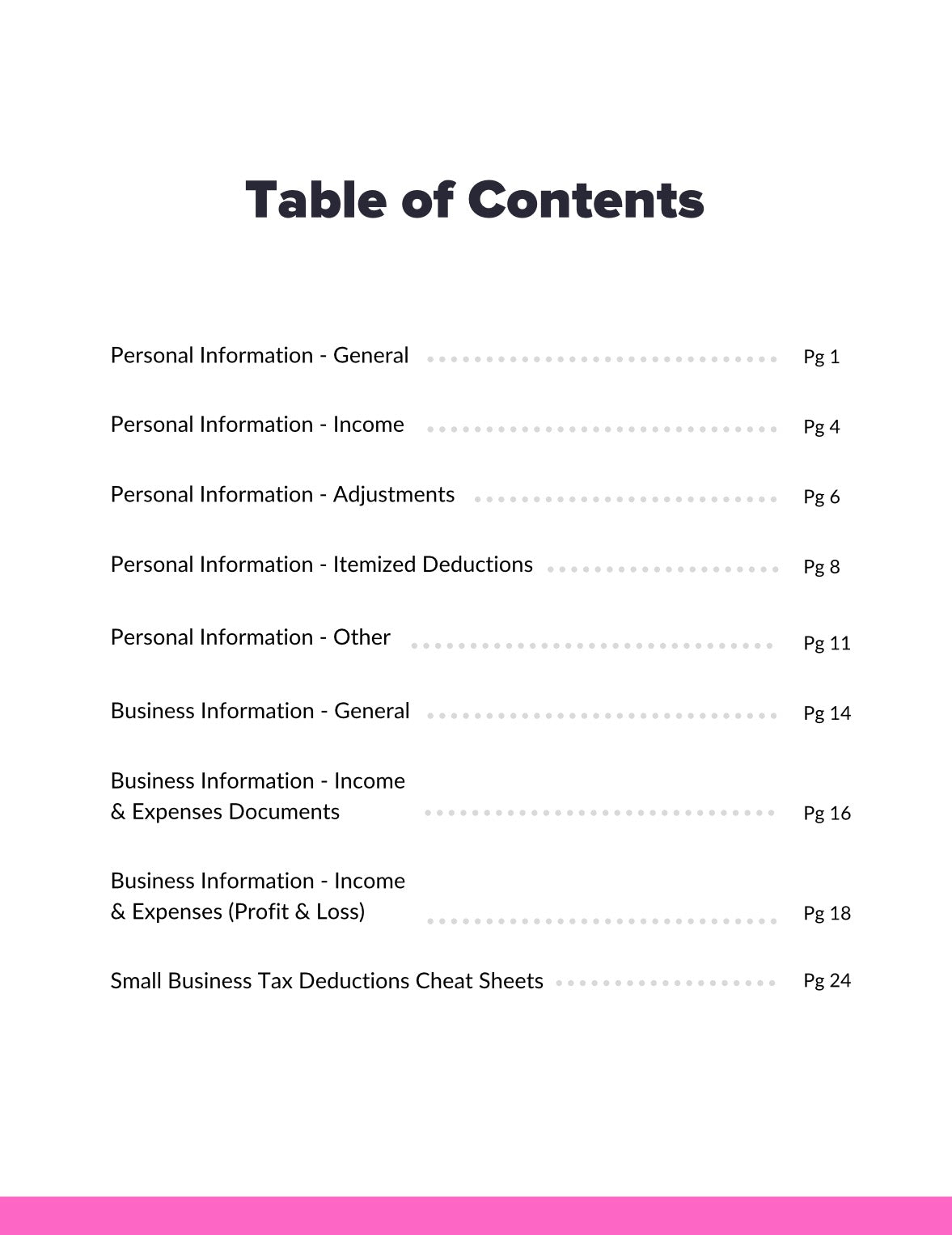 DFY “Tax Organizer” Resellable E-Book