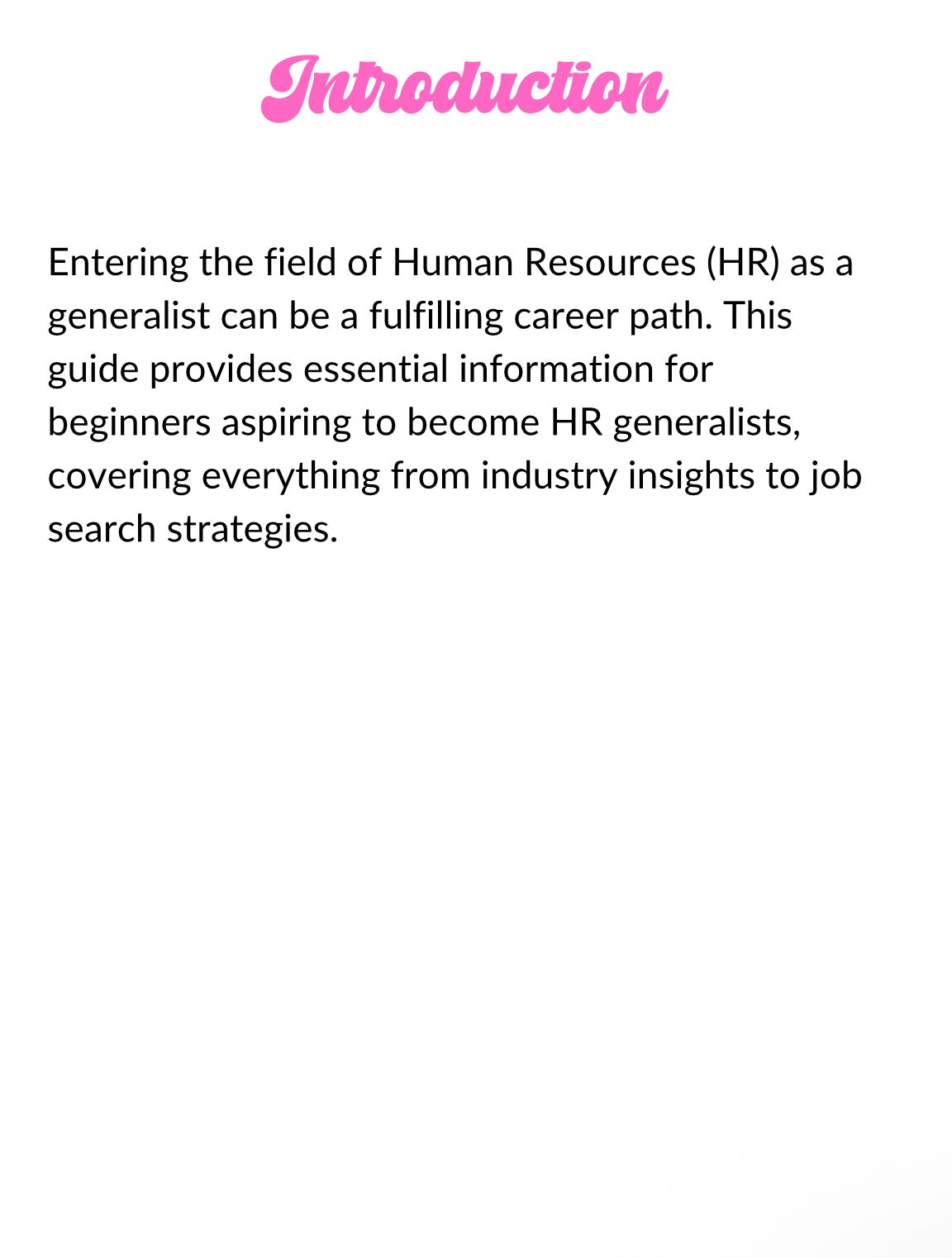 DFY “The HR Generalist” Resellable E-Book